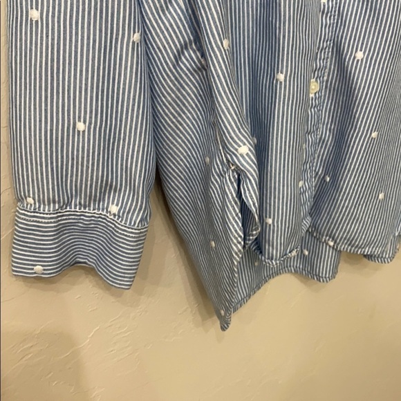 Loft blue striped button down top size L - Picture 7 of 11